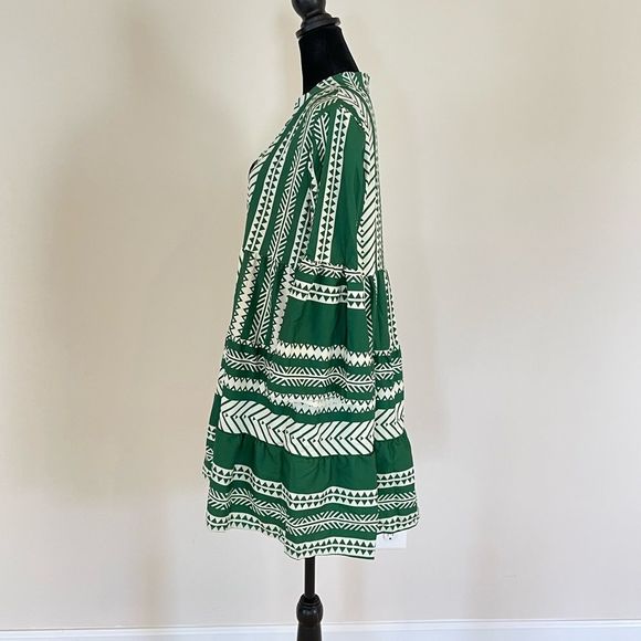 Hippie summer spring green tunic dress size medium - Picture 2 of 5